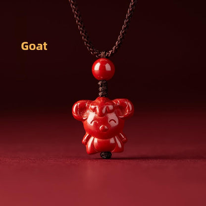 Zen Healing Cinnabar Snake Year Zodiac Guardian Pendant