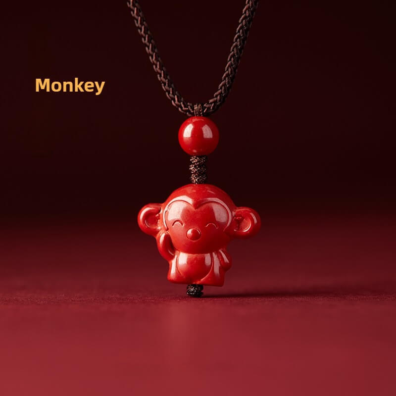 Zen Healing Cinnabar Snake Year Zodiac Guardian Pendant