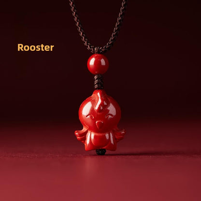 Zen Healing Cinnabar Snake Year Zodiac Guardian Pendant