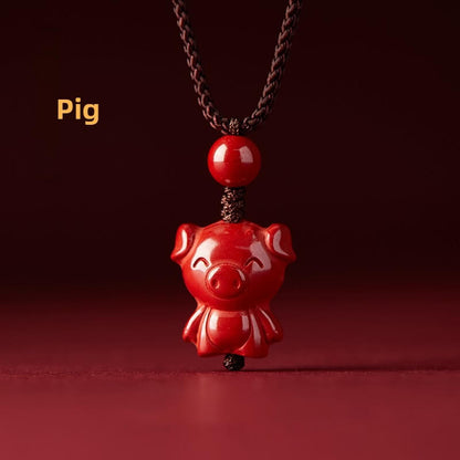 Zen Healing Cinnabar Snake Year Zodiac Guardian Pendant