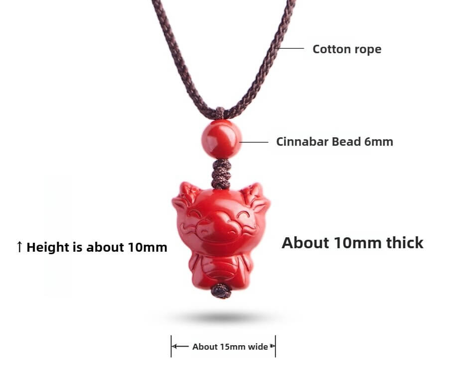 Zen Healing Cinnabar Snake Year Zodiac Guardian Pendant