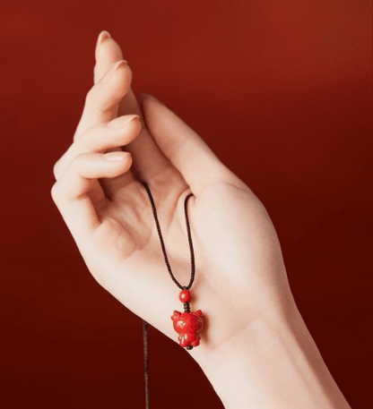 Zen Healing Cinnabar Snake Year Zodiac Guardian Pendant
