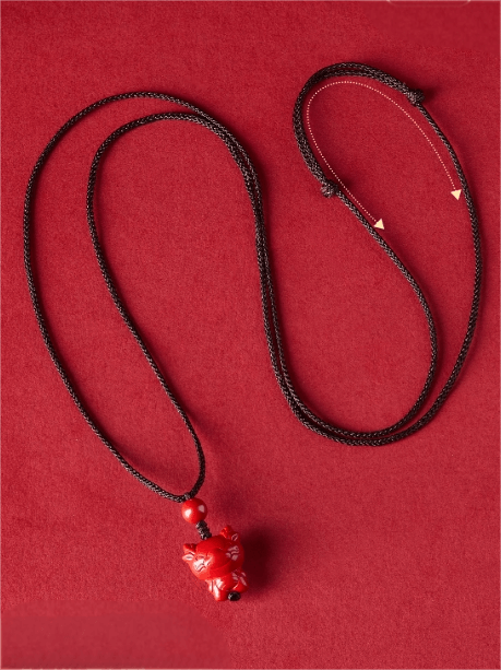 Zen Healing Cinnabar Snake Year Zodiac Guardian Pendant