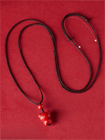 Zen Healing Cinnabar Snake Year Zodiac Guardian Pendant
