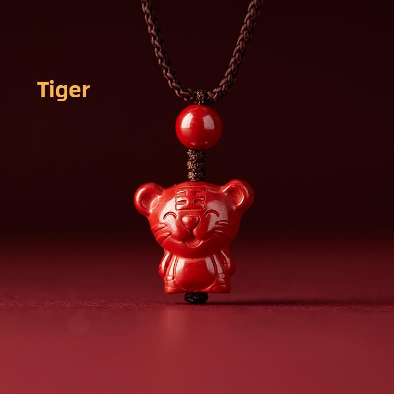Zen Healing Cinnabar Snake Year Zodiac Guardian Pendant