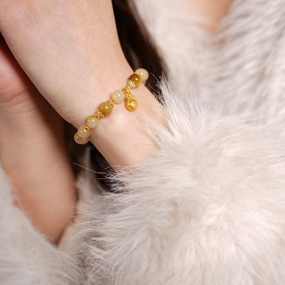 Zen Healing Citrine Crystal Golden Beast Fu Character Success Bracelet