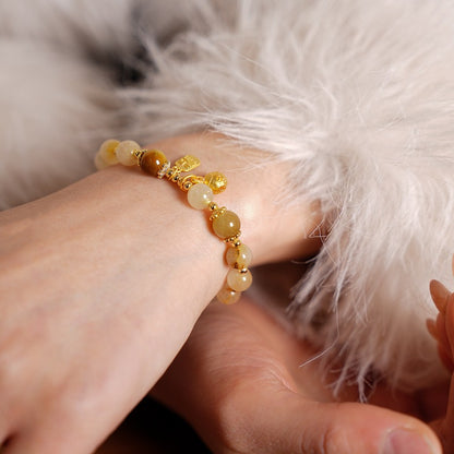 Zen Healing Citrine Crystal Golden Beast Fu Character Success Bracelet