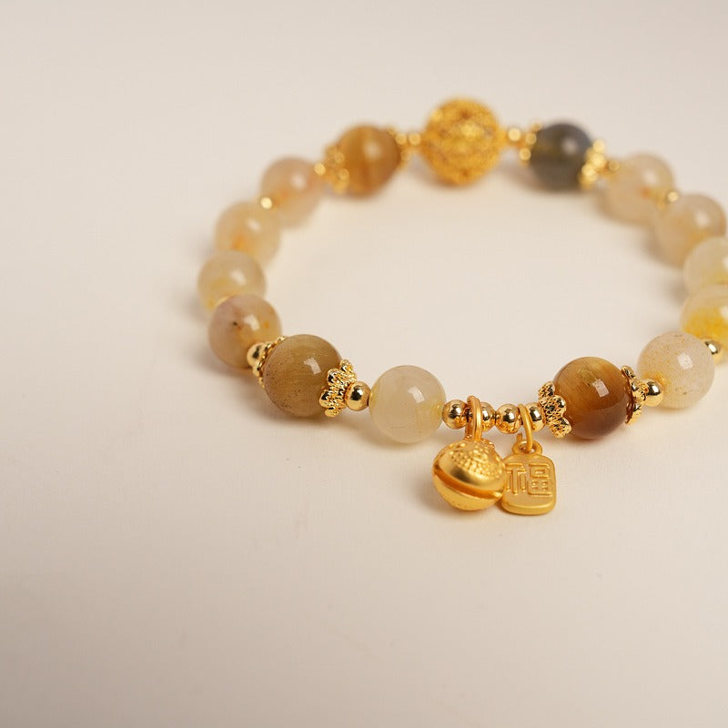 Zen Healing Citrine Crystal Golden Beast Fu Character Success Bracelet
