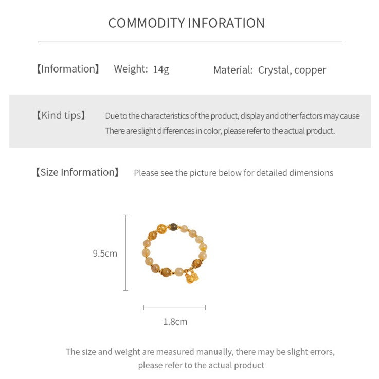 Zen Healing Citrine Crystal Golden Beast Fu Character Success Bracelet
