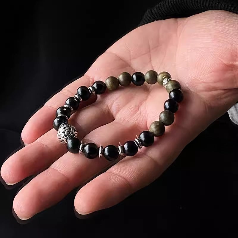 Zen Healing Ebony Green Sandalwood Fortune Bead Bracelet