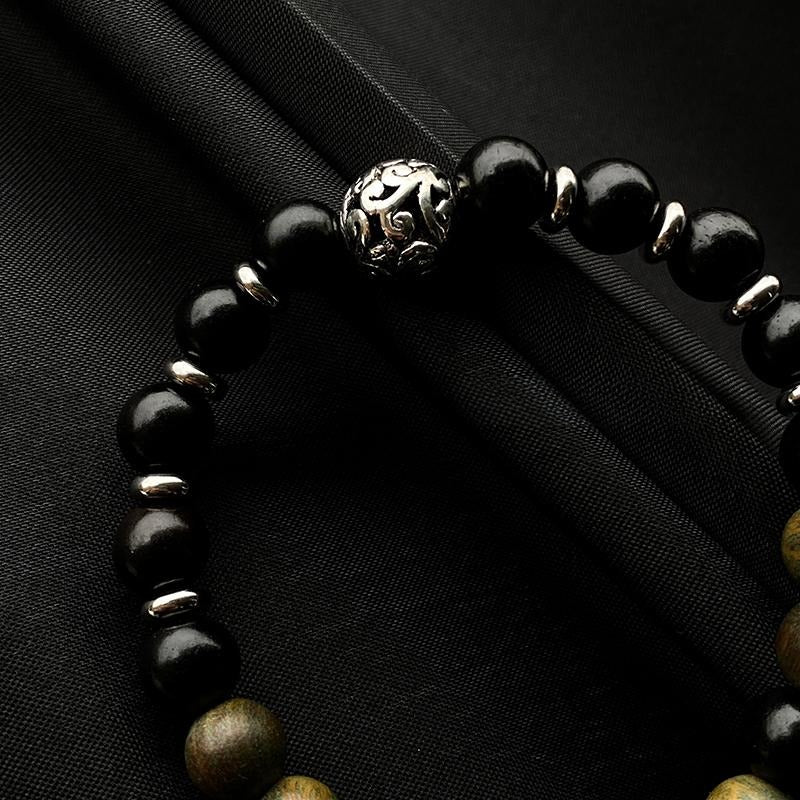 Zen Healing Ebony Green Sandalwood Fortune Bead Bracelet