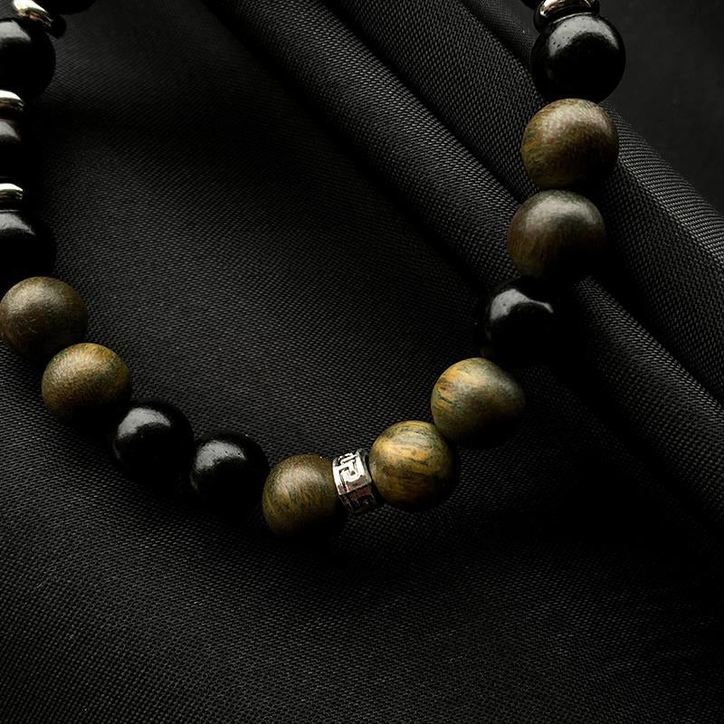 Zen Healing Ebony Green Sandalwood Fortune Bead Bracelet