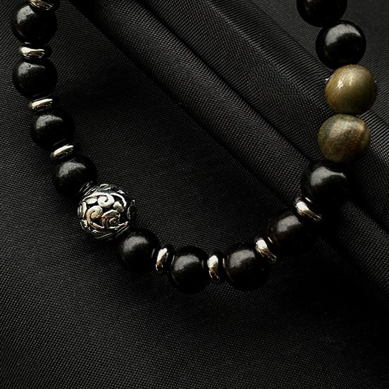 Zen Healing Ebony Green Sandalwood Fortune Bead Bracelet