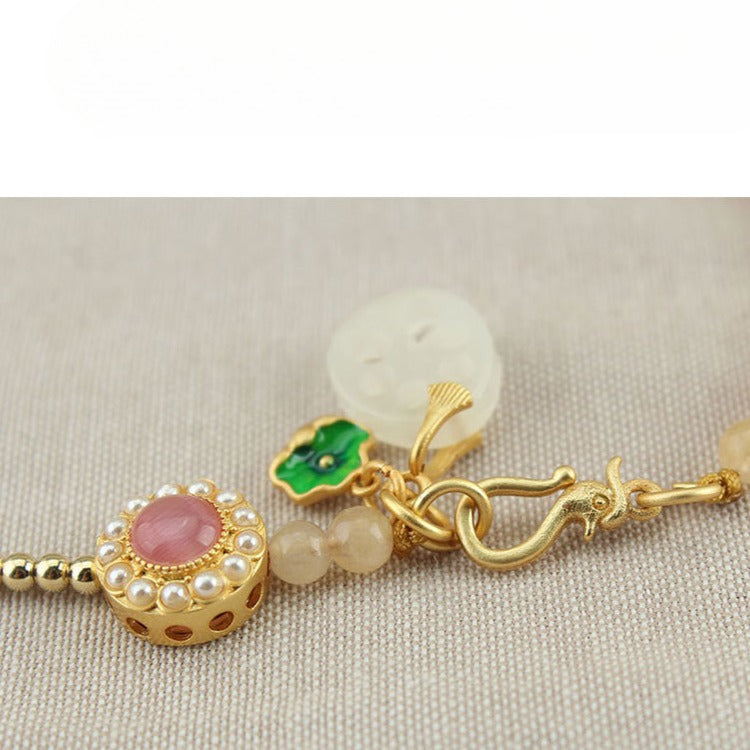 Zen Healing Enamel Lotus Compass Guidance Spiritual Growth Pendant Necklace