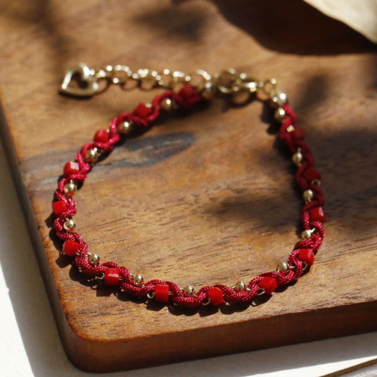Zen Healing Floral Lucky Red String Braided Bracelet