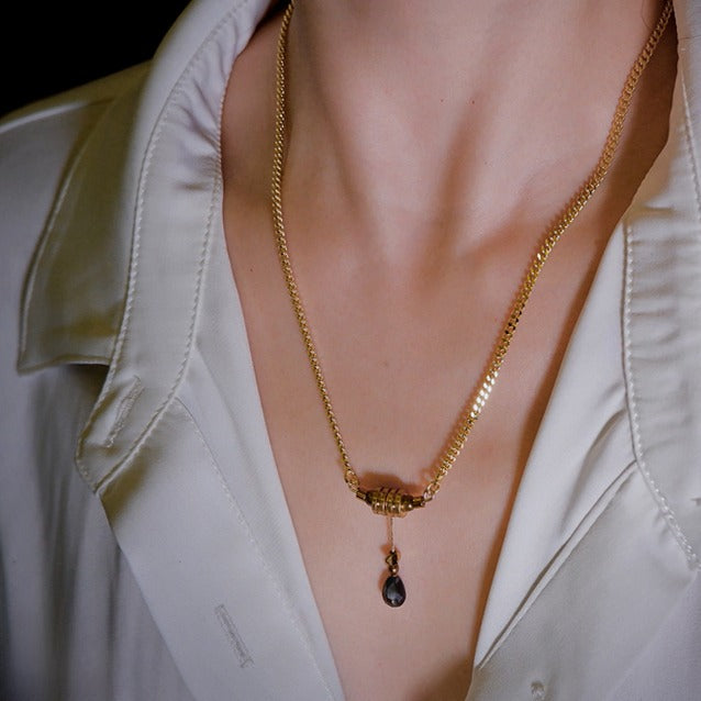 Zen Healing Gold plated Copper Brass Glass Beads Luck Necklace Pendant