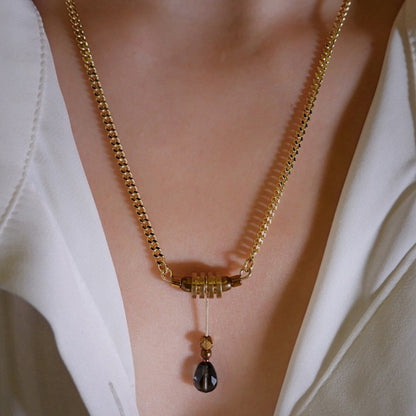 Zen Healing Gold plated Copper Brass Glass Beads Luck Necklace Pendant