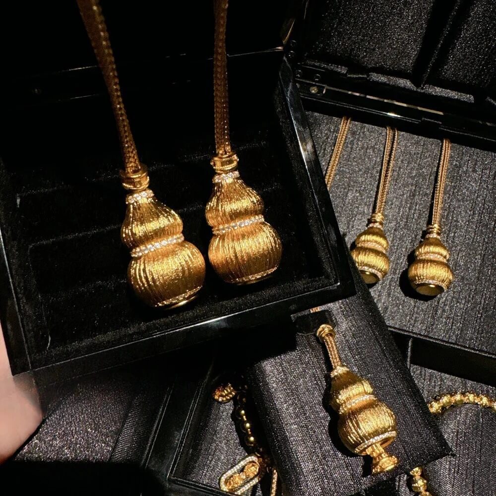 Zen Healing Golden Carved Lotus Gourd Pendant Prosperity Necklace