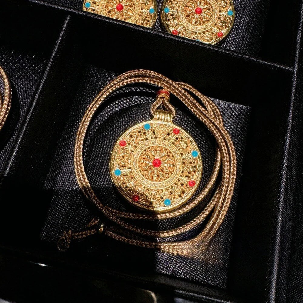 Zen Healing Golden Carved Lotus Gourd Pendant Prosperity Necklace