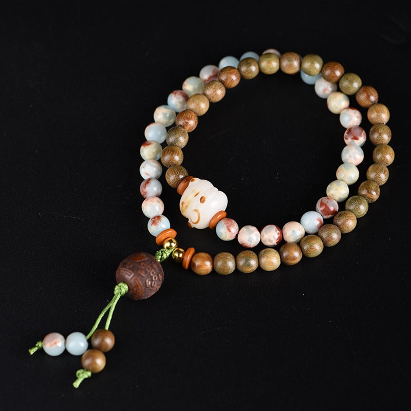 Zen Healing Green Sandalwood & Shoushan Stone Wealth Bracelet