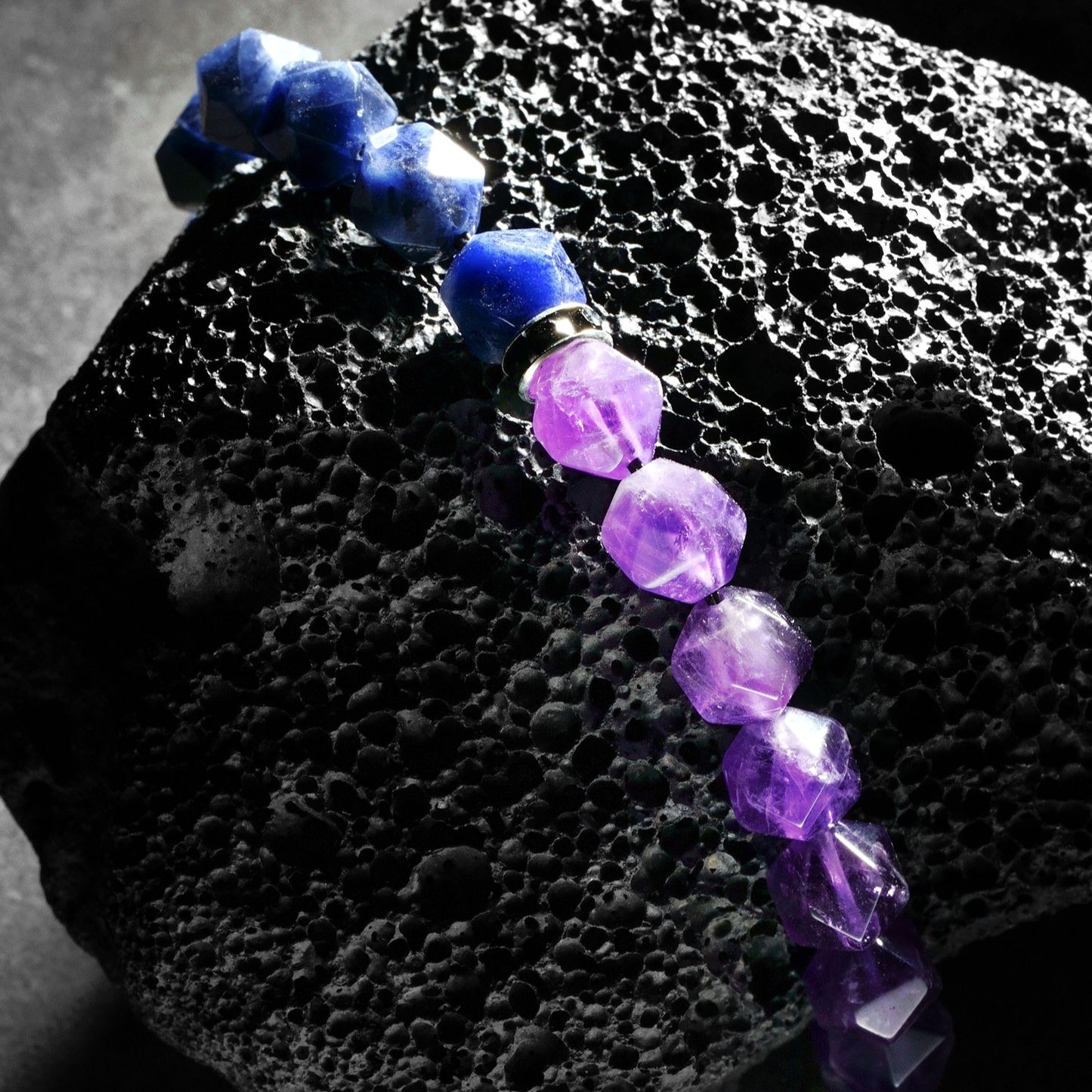 Zen Healing Natural Amethyst Lapis Lazuli Guardian Bracelet