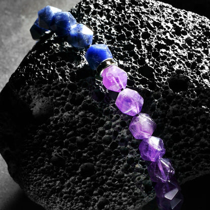 Zen Healing Natural Amethyst Lapis Lazuli Guardian Bracelet