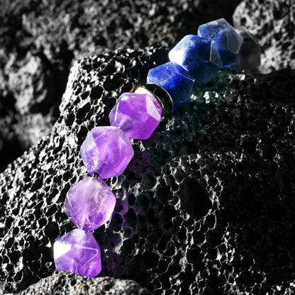 Zen Healing Natural Amethyst Lapis Lazuli Guardian Bracelet