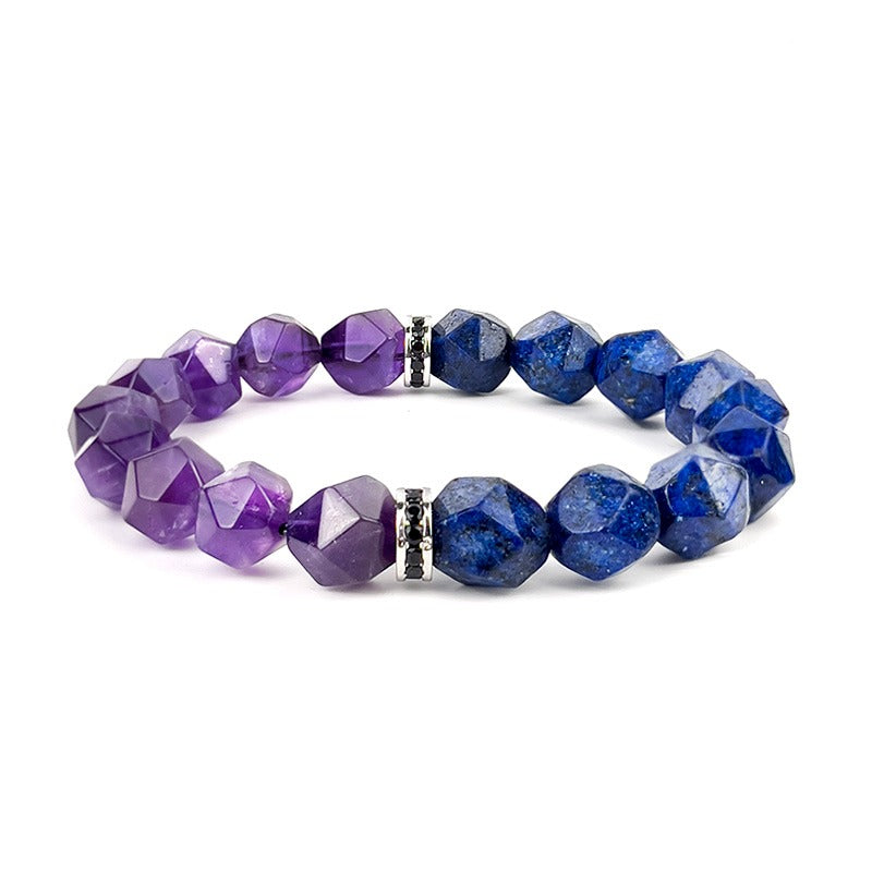 Zen Healing Natural Amethyst Lapis Lazuli Guardian Bracelet