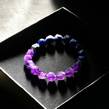 Zen Healing Natural Amethyst Lapis Lazuli Guardian Bracelet