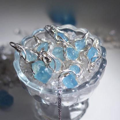 Zen Healing Natural Aquamarine Charm Pendant Necklace