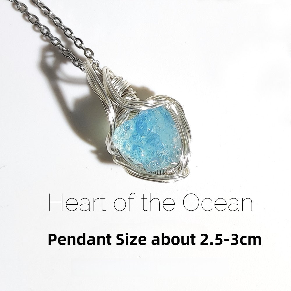 Zen Healing Natural Aquamarine Charm Pendant Necklace