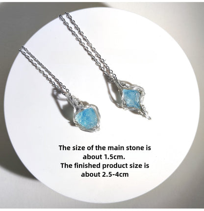 Zen Healing Natural Aquamarine Charm Pendant Necklace