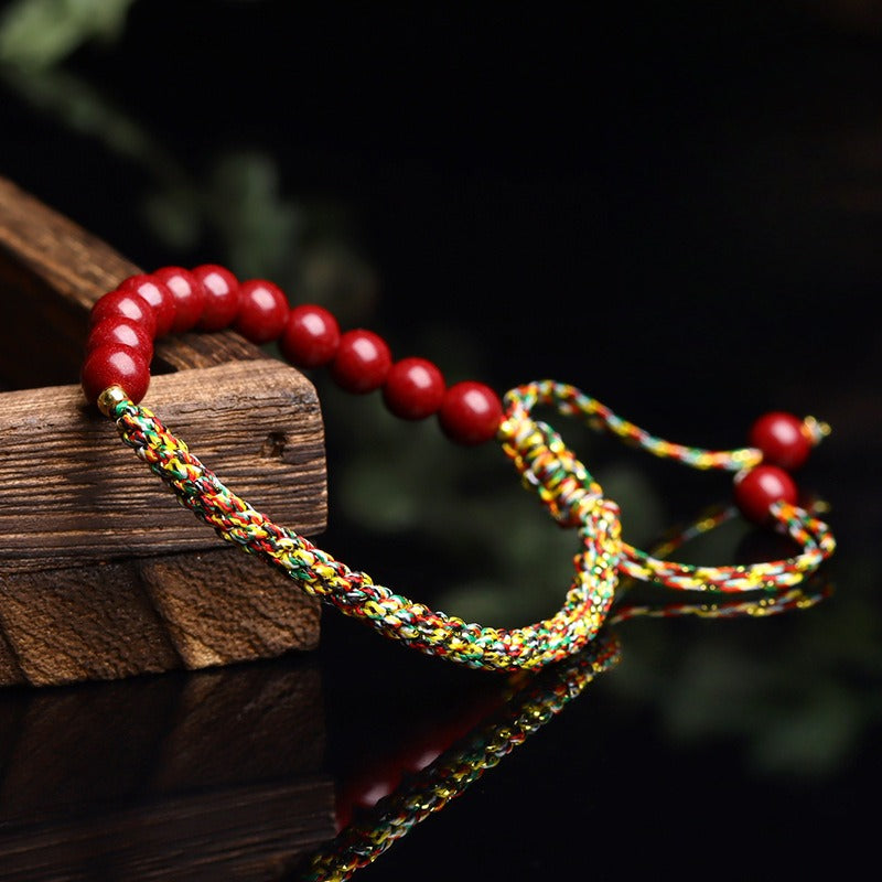 Zen Healing Natural Cinnabar Handmade Blessing Red String Bracelet