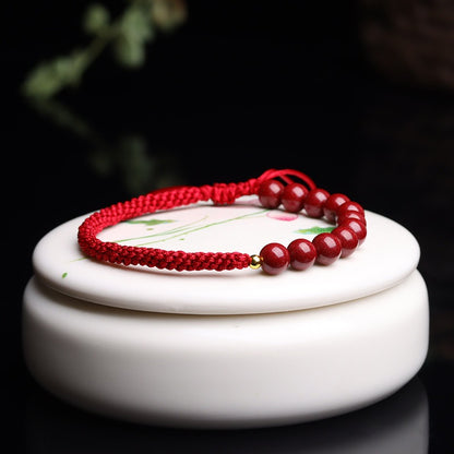 Zen Healing Natural Cinnabar Handmade Blessing Red String Bracelet