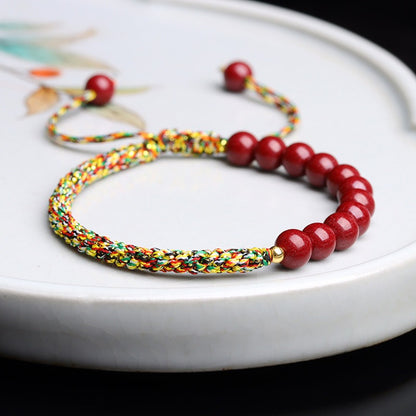 Zen Healing Natural Cinnabar Handmade Blessing Red String Bracelet