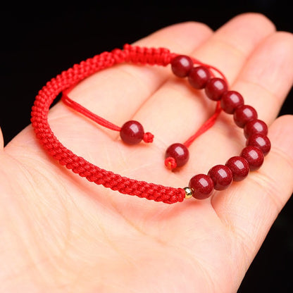 Zen Healing Natural Cinnabar Handmade Blessing Red String Bracelet