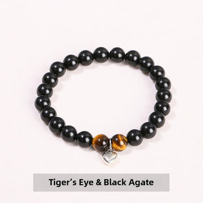 Zen Healing Natural Crystal Agate Heart Charm Bracelet & Necklace Set