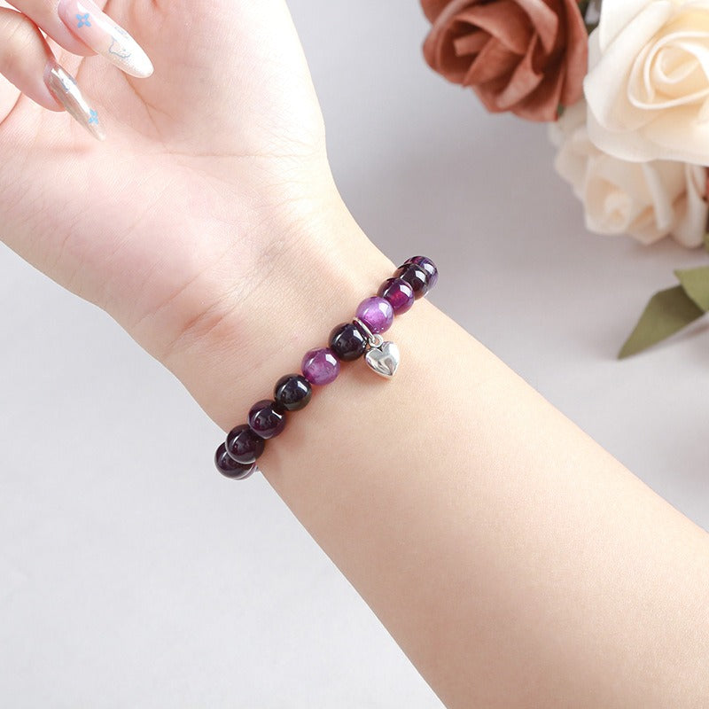 Zen Healing Natural Crystal Agate Heart Charm Bracelet & Necklace Set