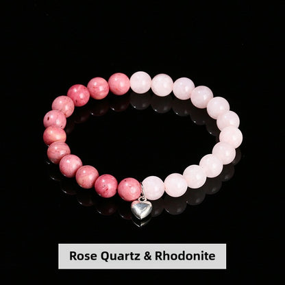 Zen Healing Natural Crystal Agate Heart Charm Bracelet & Necklace Set