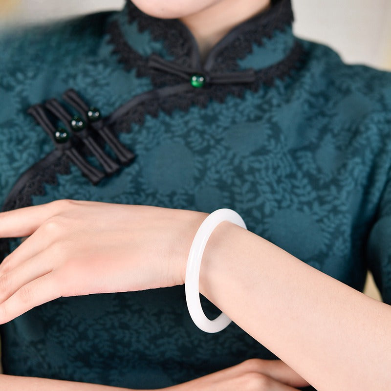 Zen Healing Natural Golden Silk Jade Wealth Luck Bracelet Bangle