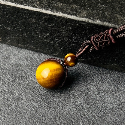 Zen Healing Obsidian Tiger’s Eye Fortune Bead Luck Necklace Pendant