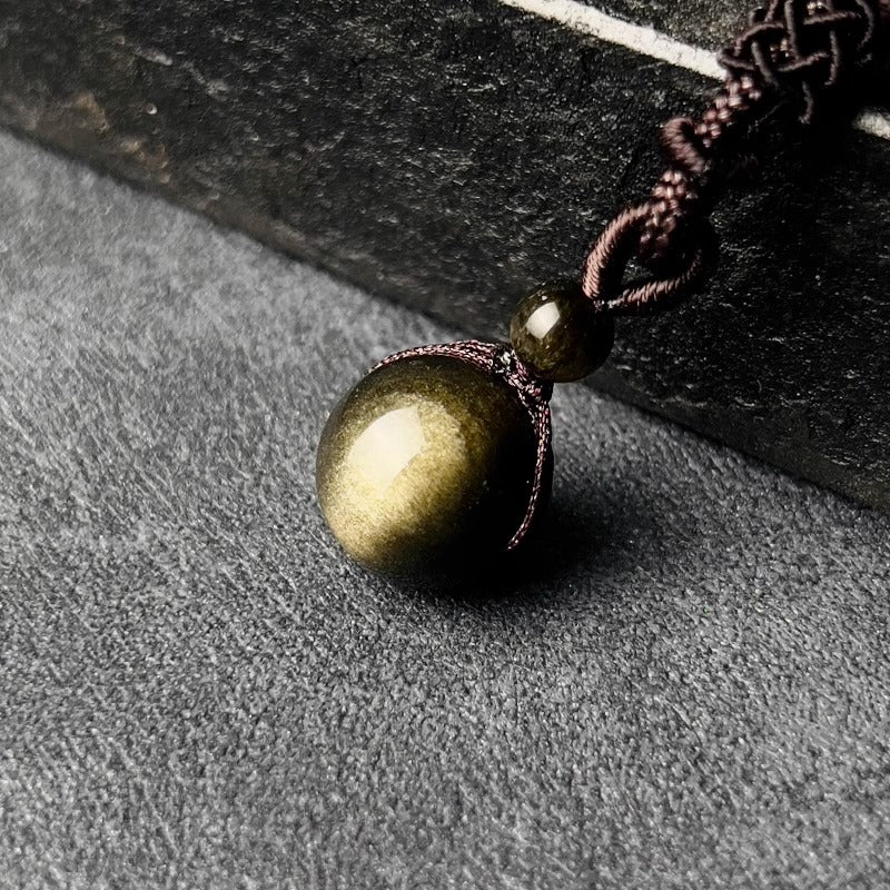 Zen Healing Obsidian Tiger’s Eye Fortune Bead Luck Necklace Pendant
