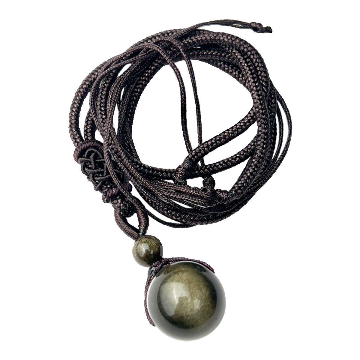 Zen Healing Obsidian Tiger’s Eye Fortune Bead Luck Necklace Pendant