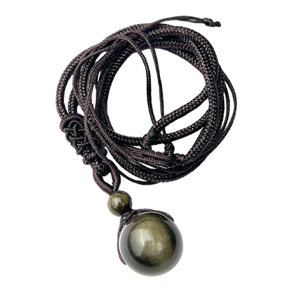 Zen Healing Obsidian Tiger’s Eye Fortune Bead Luck Necklace Pendant
