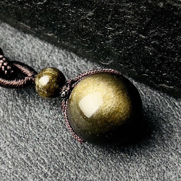 Zen Healing Obsidian Tiger’s Eye Fortune Bead Luck Necklace Pendant