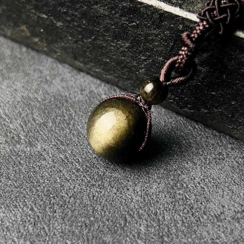 Zen Healing Obsidian Tiger’s Eye Fortune Bead Luck Necklace Pendant