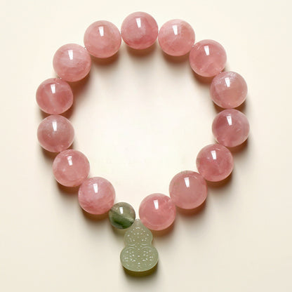 Zen Healing Rose Quartz Gourd Blessing Bracelet