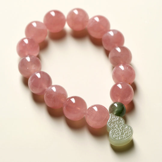 Zen Healing Rose Quartz Gourd Blessing Bracelet