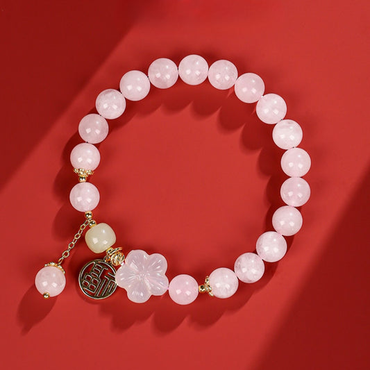 Zen Healing Rose Quartz Peach Blossom Good Luck Bracelet