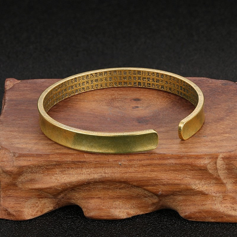 Zen Healing Six True Words 'om Mani Padme Hum' Heart Sutra Pure Copper Brass Self Care Healing Bracelet
